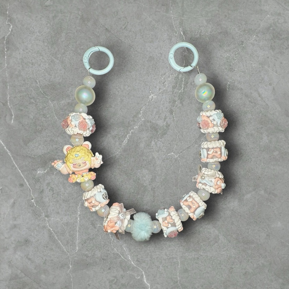 Custom Double Loop Keychain With Hand Painted Sku… - image 1